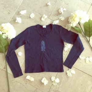 Vintage Armani Exchange Blue long sleeve crop top